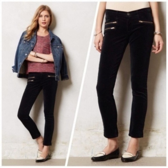 AG Adriano Goldschmied Moto Stevie Ankle Mid-Rise Slm./Strt. Black Cords… - Picture 1 of 11